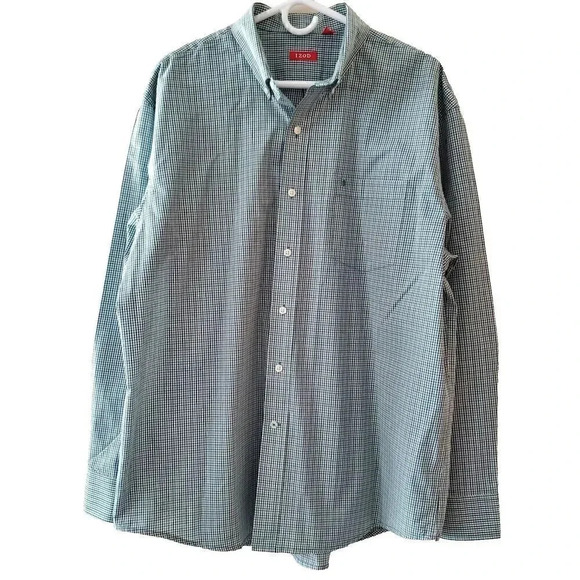 Men's IZOD XL Extra Large Long Sleeve Non-Iron Stretch‎ Button Down Shirt Green - Picture 1 of 12